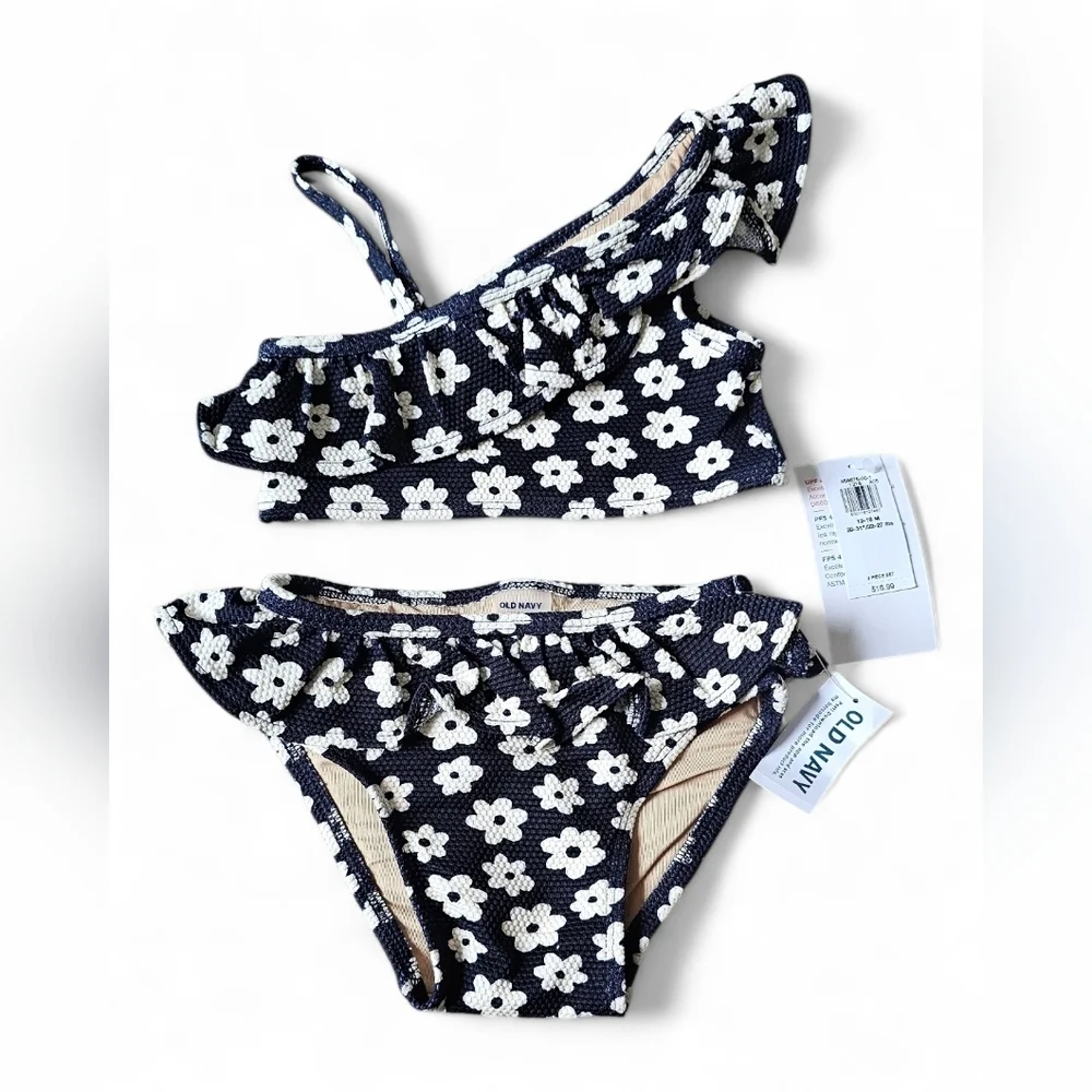 Old Navy Baby Girl 2-Piece Floral Ruffle Bikini Swimsuit Size 12–18 Months
